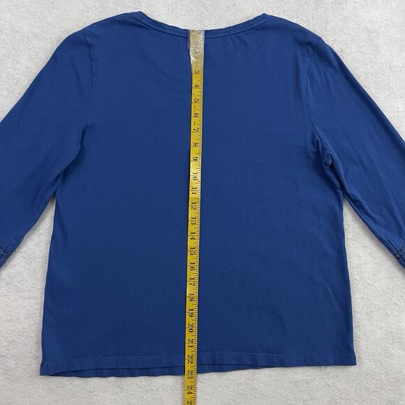 Chicos Top Womens 1 US Small Blue Shirt Embroidered 3/4 Sleeve Causal - Picture 6 of 12